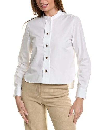 Lafayette 148 New York Band Collar Top In White