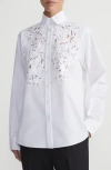Lafayette 148 Embroidered Cotton Shirt In White