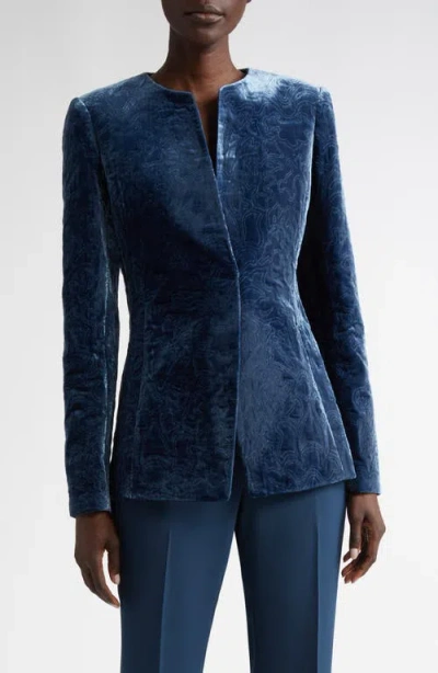 Lafayette 148 New York Baroque Embroidered Tailored Jacket In Lido Blue