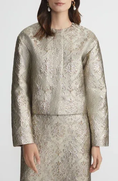 Lafayette 148 New York Baroque Metallic Botanical Brocade Collarless Jacket In Multi