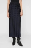 Lafayette 148 Basketweave Plisse Recycled Satin Midi Skirt In Blue