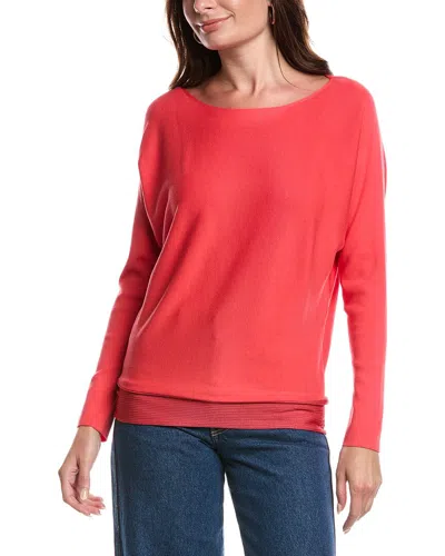 Lafayette 148 New York Bateau Neck Dolman Sweater In Red