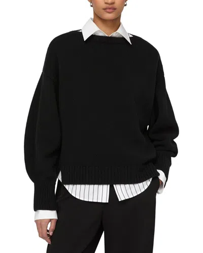 Lafayette 148 New York Bateau Neck Dolman Wool & Cashmere-blend Sweater In Black