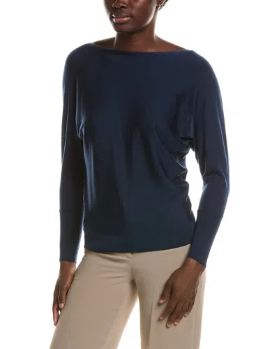 Lafayette 148 New York Bateau Neck Dolman Wool & Silk-blend Sweater In Blue