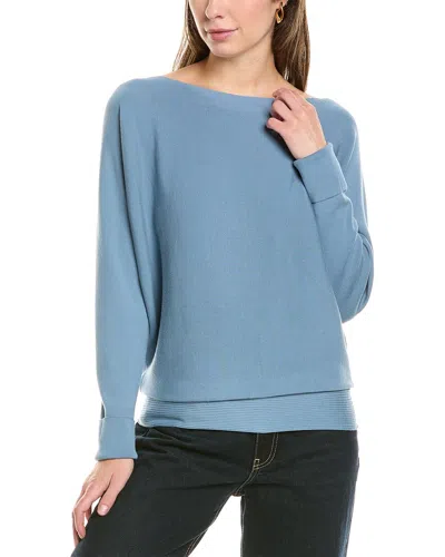 Lafayette 148 New York Bateau Neck Dolman Wool Sweater In Blue