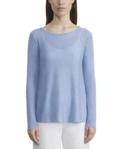 Lafayette 148 New York Bateau Neck Linen-blend Sweater In Blue