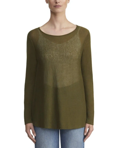 Lafayette 148 New York Bateau Neck Linen-blend Sweater In Green