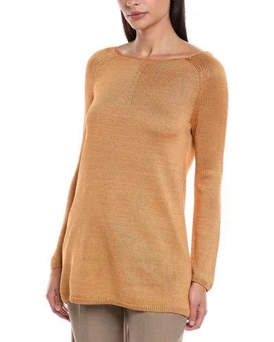 Lafayette 148 New York Bateau Neck Silk Sweater In Yellow