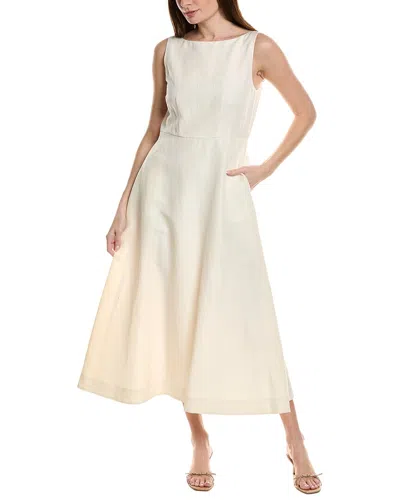 Lafayette 148 New York Bateau Silk & Linen-blend Dress In White