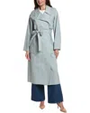 Lafayette 148 New York Belted A-line Linen-blend Trench Coat In Gray