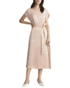 Lafayette 148 Belted Cap Sleeve Silk Dress In Pink