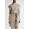 Lafayette 148 New York Belted Double Face Wool & Cashmere Open Front Vest In Neutral