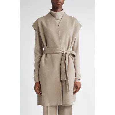 Lafayette 148 New York Belted Double Face Wool & Cashmere Open Front Vest In Neutral
