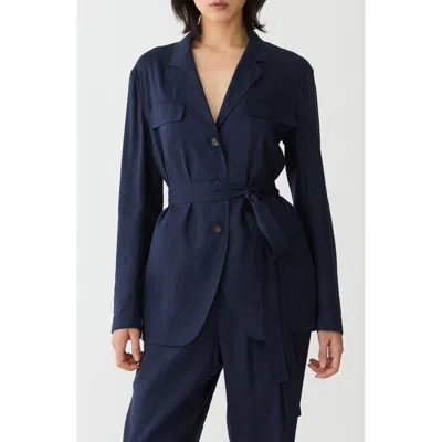Lafayette 148 New York Belted Linen Blend Jacket In Black