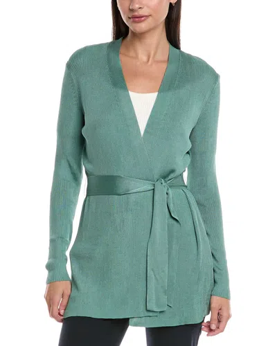 Lafayette 148 New York Belted Silk Cardigan In Green