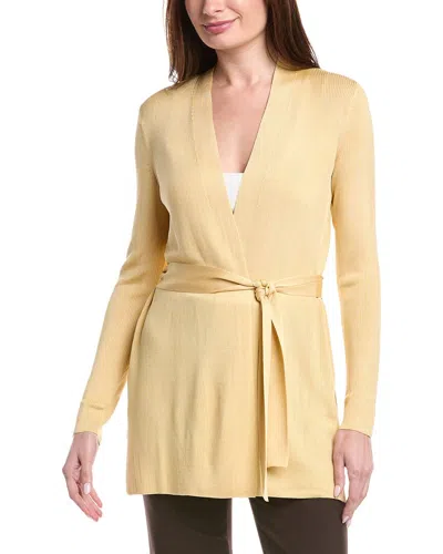 Lafayette 148 New York Belted Silk Cardigan In Yellow
