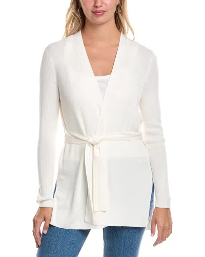 Lafayette 148 New York Belted Silk-blend Cardigan In White