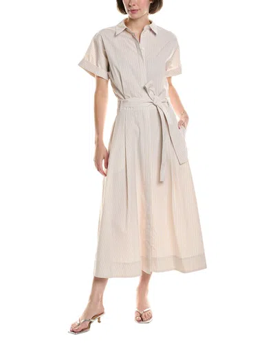 Lafayette 148 New York Belted Tulip Shirtdress In Gray
