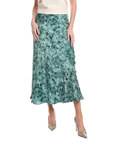 Lafayette 148 New York Bias Cut Flared Silk-blend Maxi Skirt In Green