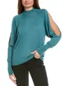 Lafayette 148 New York Black Collared Dropped-shoulder Sweater In Blue
