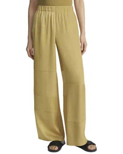 Lafayette 148 New York Block Panel Riverside Silk Wide Leg Pant In Brown