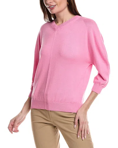 Lafayette 148 New York Blouson Sleeve Silk-blend Sweater In Pink