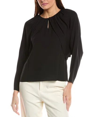 Lafayette 148 New York Bolero Sleeve Silk Blouse In Black