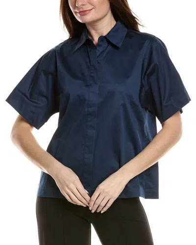 Lafayette 148 New York Box Sleeve Blouse In Blue