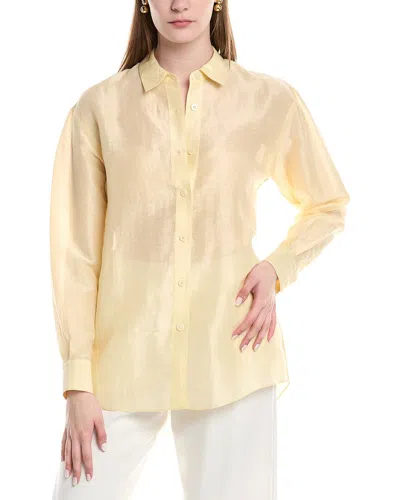 Lafayette 148 New York Boyfriend Linen & Silk-blend Oversized Shirt In Orange