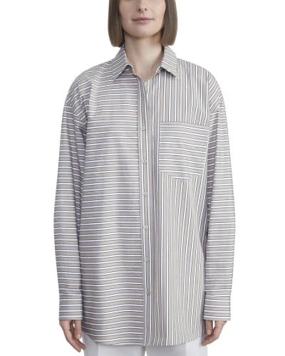 Lafayette 148 New York Boyfriend Oversized Shirt In Gray