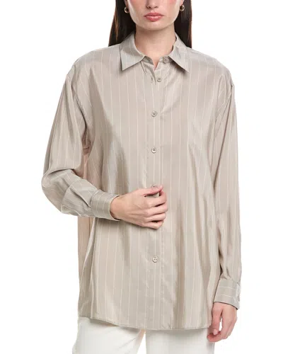 Lafayette 148 New York Boyfriend Oversized Silk Shirt In Neutral