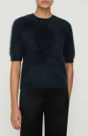 Lafayette 148 New York Brushed Cashmere Crewneck Sweater In Black