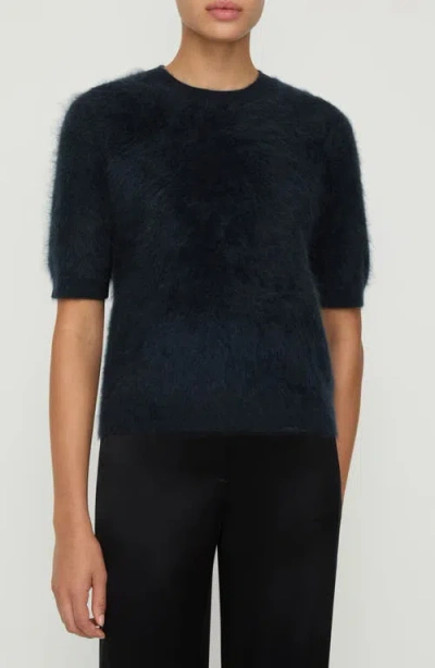 Lafayette 148 New York Brushed Cashmere Crewneck Sweater In Black