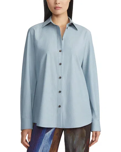 Lafayette 148 New York Button Down Shirt In Venetian Sky Melange