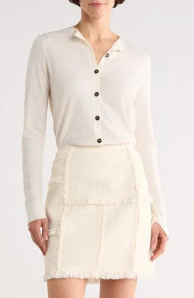 Lafayette 148 New York Button Front Cardigan In Gray