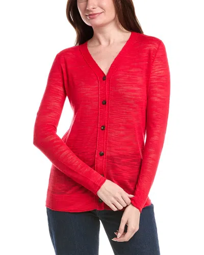 Lafayette 148 New York Button Front Cardigan In Red