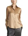 Lafayette 148 New York Silk Charmeuse Button-up Shirt In Gold