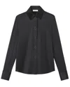 Lafayette 148 New York Button Front Slim Silk Blouse In Black