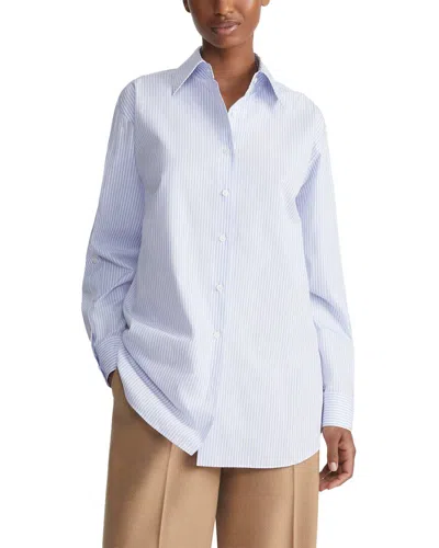 Lafayette 148 New York Button Sleeve Oversized Shirt In Blue