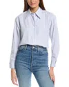 Lafayette 148 New York Button Sleeve Oversized Shirt In Blue