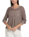 Lafayette 148 New York Cabled V-neck Linen & Silk-blend Sweater In Brown