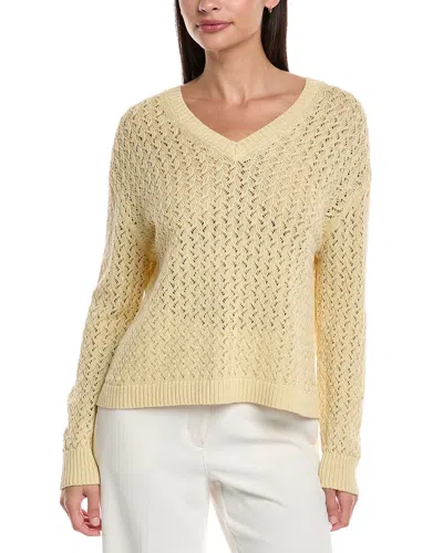 LAFAYETTE 148 LAFAYETTE 148 NEW YORK CABLED V-NECK LINEN & SILK-BLEND SWEATER