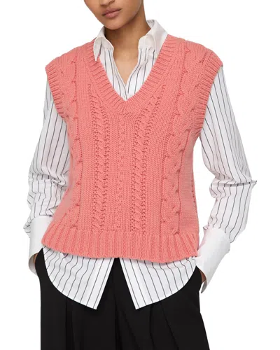 Lafayette 148 New York Cabled V-neck Wool & Cashmere-blend Vest In White
