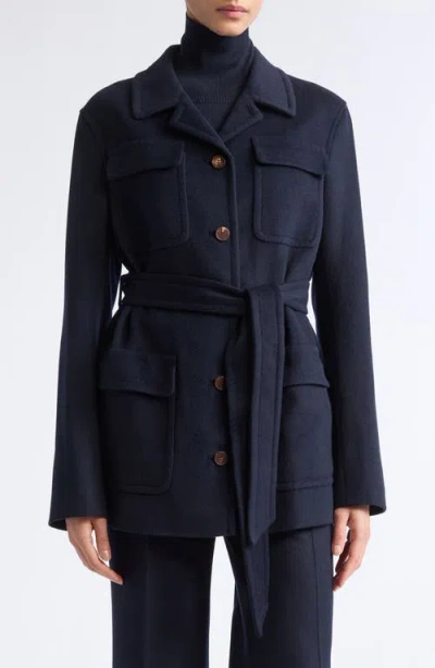 Lafayette 148 New York Camel Hair Belted Jacket In Blue