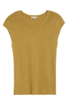 Lafayette 148 New York Cap Sleeve Rib Knit Top In Desert Grass