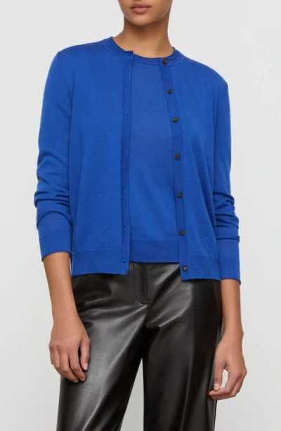 Lafayette 148 New York Cashmere Crewneck Cardigan In Blue