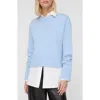 Lafayette 148 Cashmere Crewneck Cropped Sweater In Blue