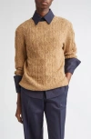 Lafayette 148 New York Cashmere Donegal Cable Sweater In Brown