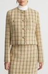 Lafayette 148 Collarless Patch Pocket Jacket In Canary Yellow Multi