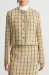 Lafayette 148 Collarless Patch Pocket Jacket In Canary Yellow Multi